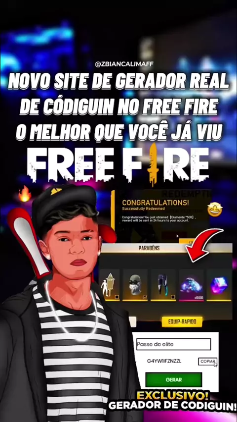 TESTEI O GERADOR DE CODIGUIN INFINITO DO FREE FIRE! FUNCIONOU