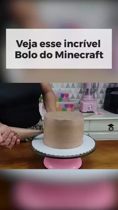 KBS Salgados - Bolo de 2 andares no tema Minecraft! Cada