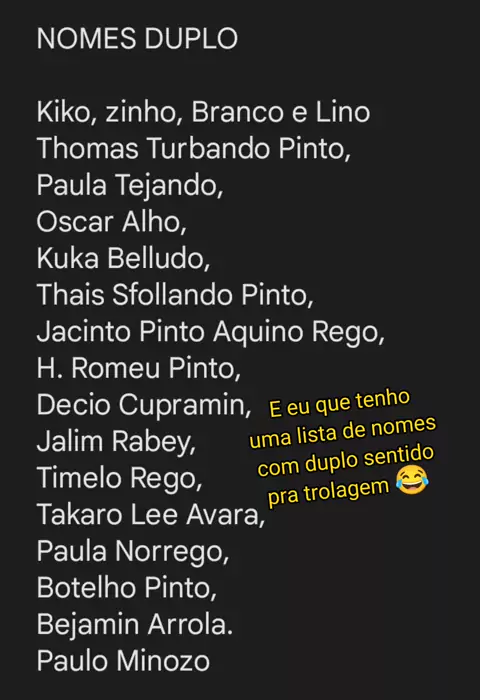 Nomes para trollar: 200 nomes de duplo sentido engraçados - Nomes