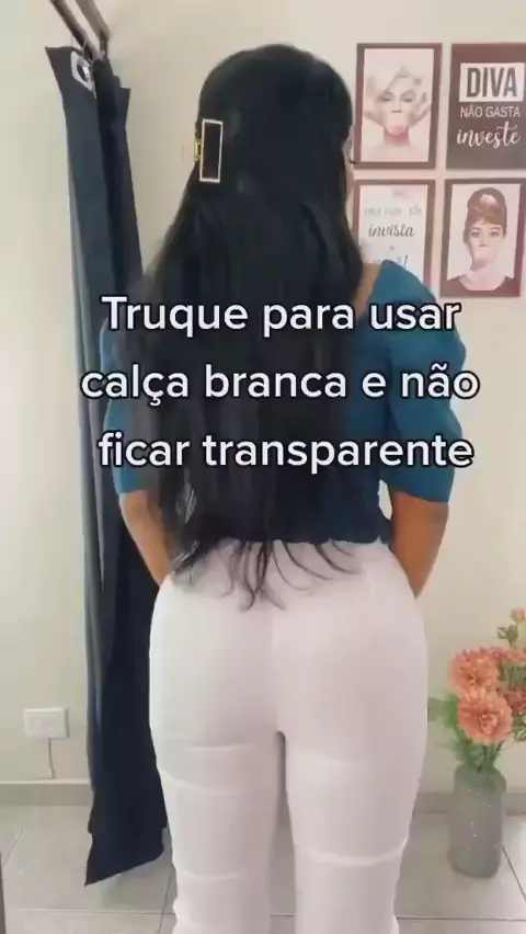 Calça branca shop transparente