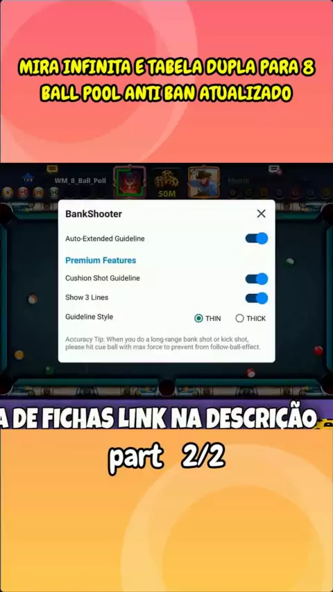 8 Ball Pool > HACKER DE TABELA E MIRA INFINITA 100% ANTI BAN