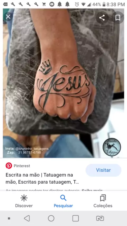 tatoo na mao escrita