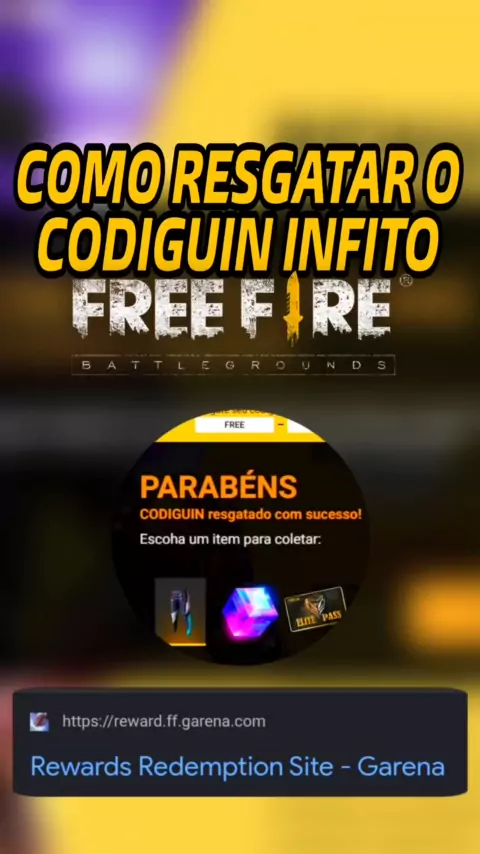 Resgatar Codiguin Infinito no site Rewards Redemption Garena Free Fire