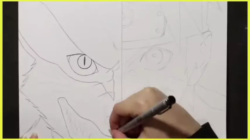 Como Desenhar Kurama e Naruto ✍ 