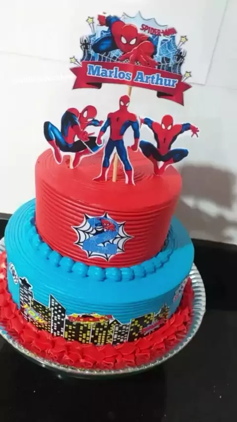 Bolo Homem-aranha! #confeitaria #chantilly #chantininho