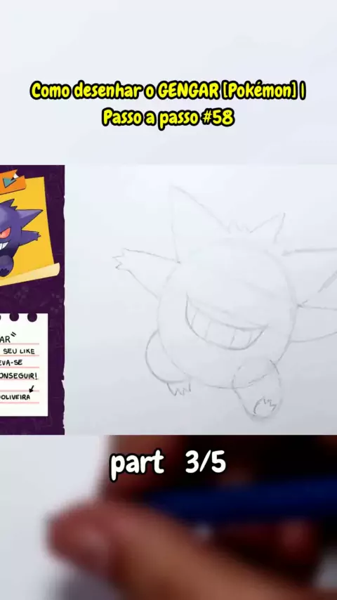 Desenhos de Pokémon Gengar - Como desenhar Pokémon Gengar passo a