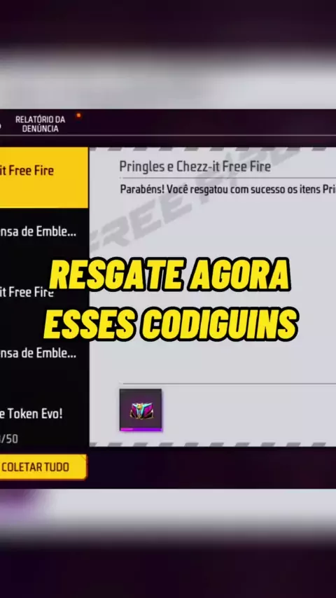 CODIGUIN FF: Free Fire código novo do Pringles nesta terça (12