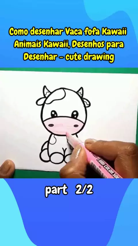 Como desenhar Vaca fofa Kawaii ❤ Animais Kawaii, Desenhos para Desenhar -  cute drawing 