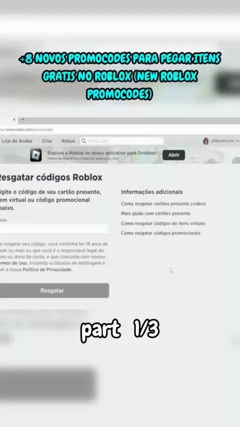 vídeo ensinando códigos para ganhar robux