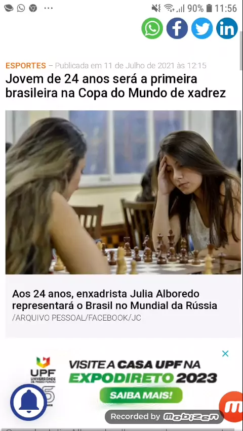 Jovem de 24 anos será a primeira brasileira na Copa do Mundo de xadrez