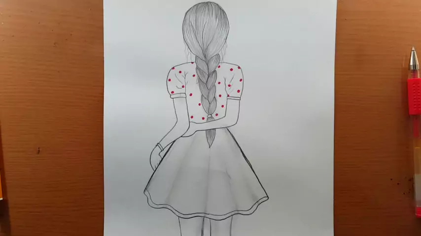 Como Desenhe uma garota de costas com um lápis fácil