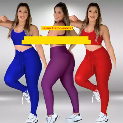 Conjunto Calça E Top Roupa De Academia Fitness Feminino