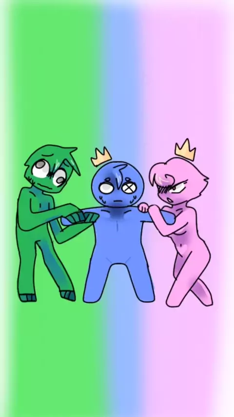 Green x blue kiss rainbow friends 💚💙, Rainbow
